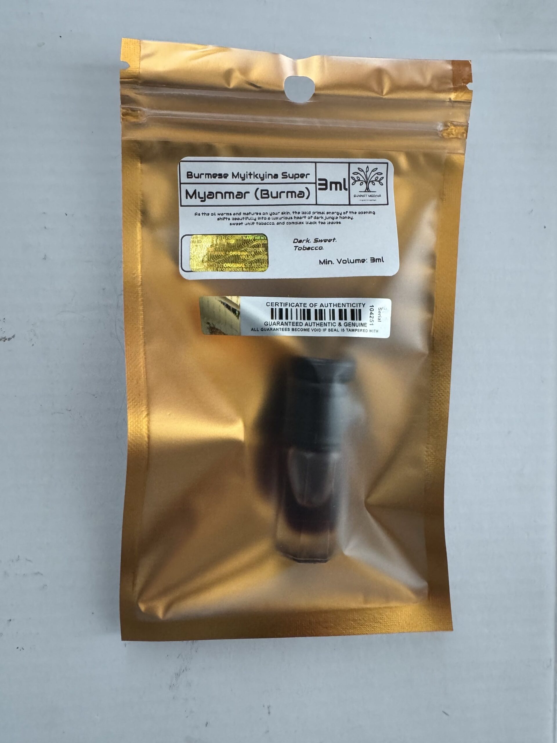 Oud Burmese Myitkyina Super 3ml Perfume Oil Smoky Incense