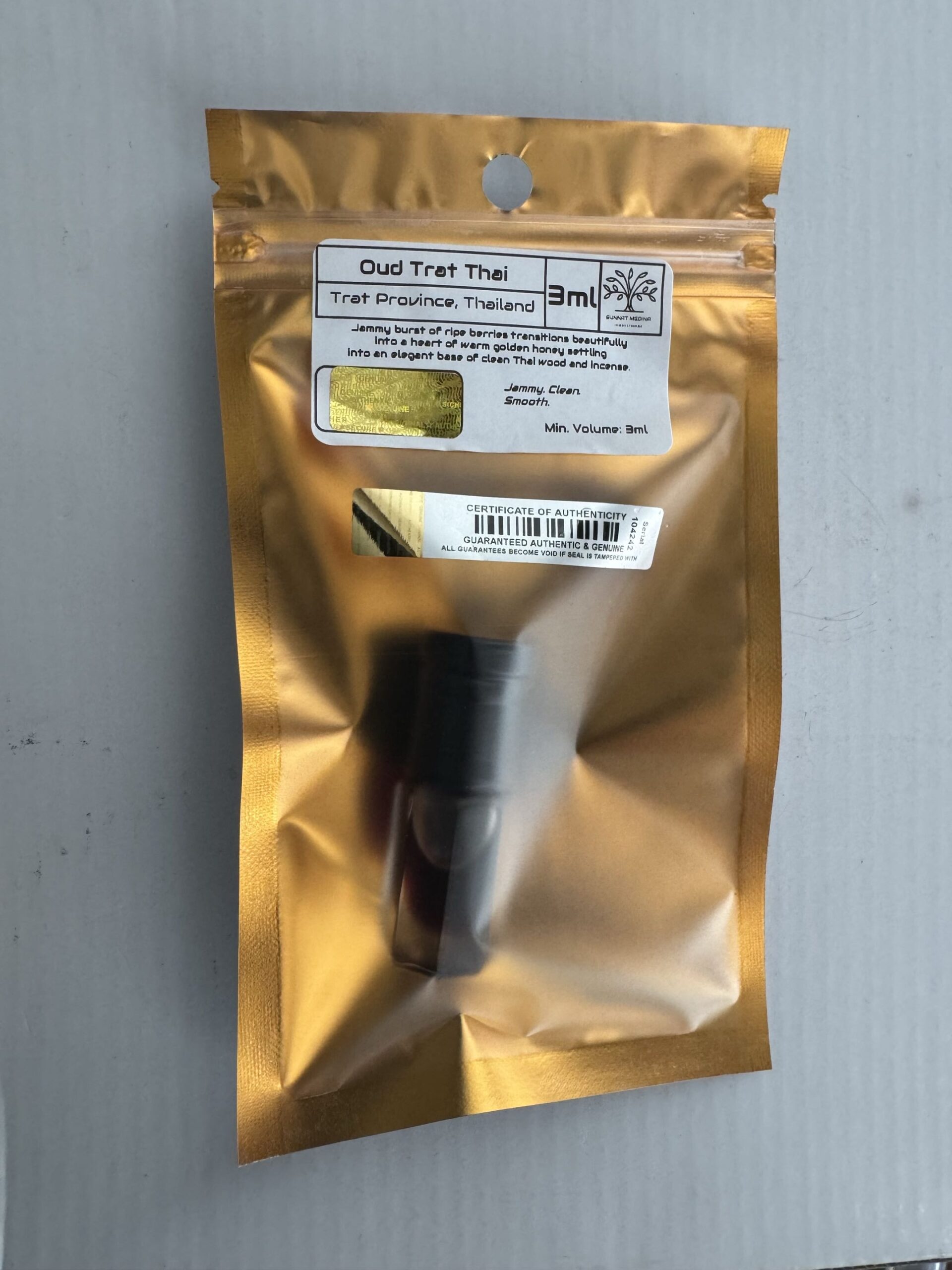 Oud Trat Thai 3ml Pure Perfume Oil Sweet Fruit Honey Woody