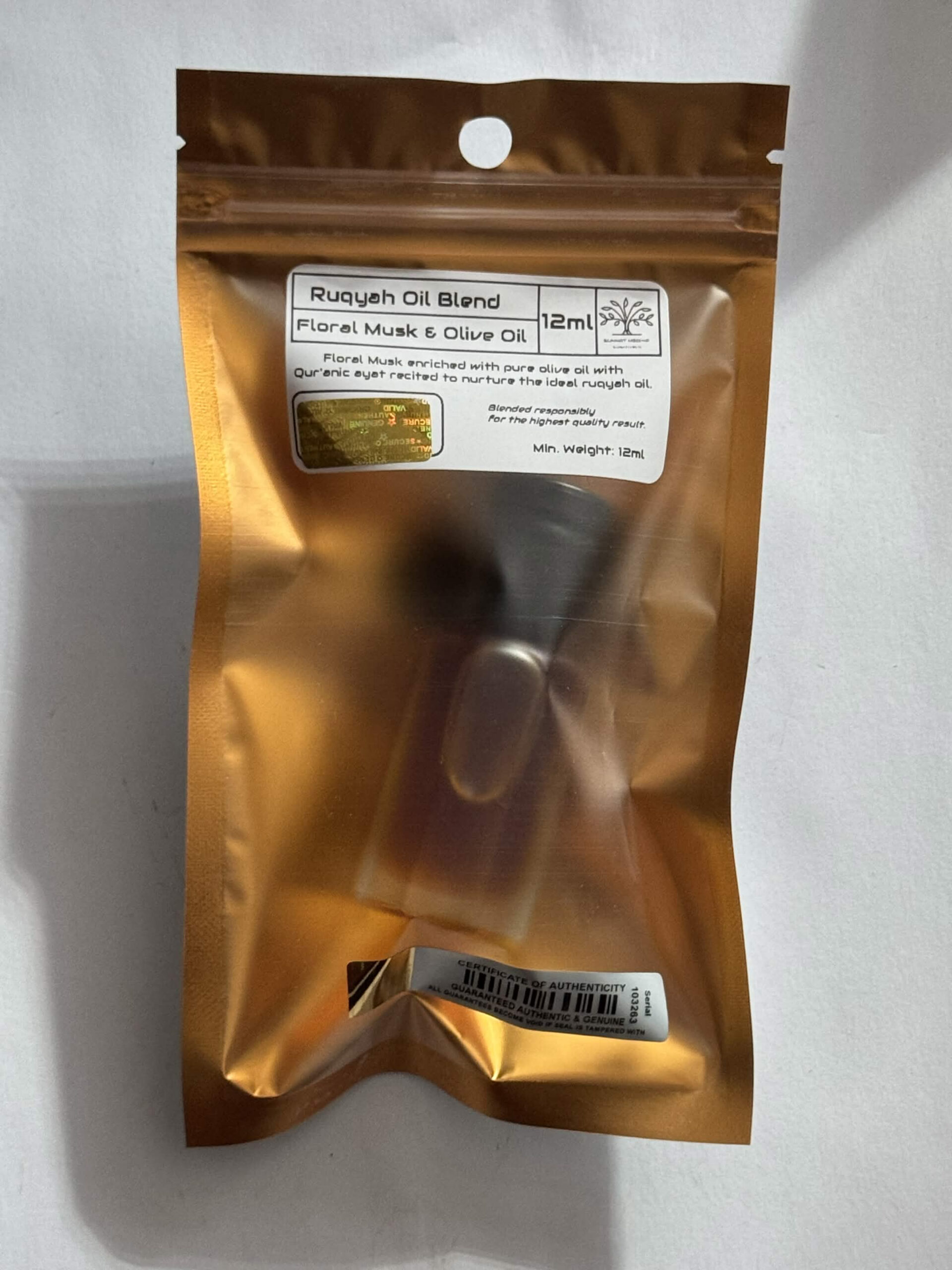 Ruqyah Oil Pure Olive Oil Floral Musk Blend Islamic Spiritual 12ml